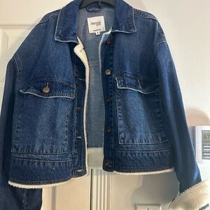 Kensie Dark Blue Jean Jacket with Sherpa Lining